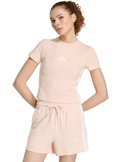 Dámske tričko adidas Essentials 3-Stripes Slim Baby v pastelovo ružovej farbe KD2343