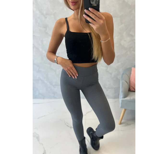 Pruhované legíny v grafitovej farbe Pruhované legíny v grafitovej farbe