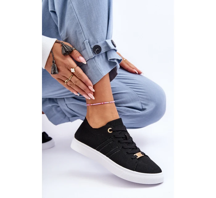 Damskie Sznurowane Trampki Czarne Etna Damskie Sznurowane Trampki Czarne Etna