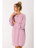 M740 Košeľové šaty s ozdobným golierom - krepové ružové M740 Košeľové šaty s ozdobným golierom - krepové ružové