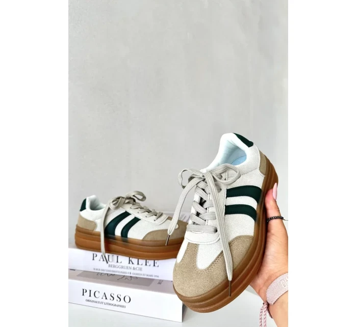 Dámske tenisky na platforme Beige-Green Nesonice Dámske tenisky na platforme Beige-Green Nesonice