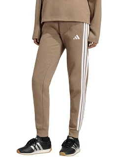 Dámske nohavice adidas Essentials 3-Stripes Fleece Slim, béžové, KF8317