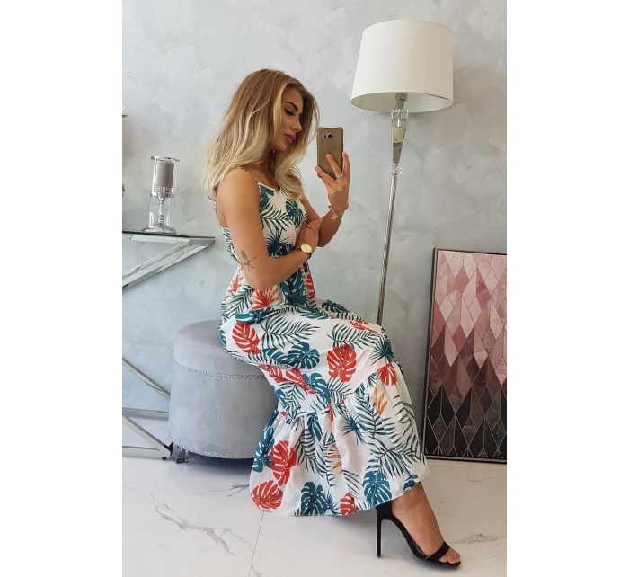 Šaty s motivem listů ecru