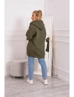 Zateplená bunda s vázáním v pase khaki barvy