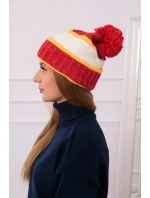 Dámska čiapka Kinga K297 red+mustard+ecru