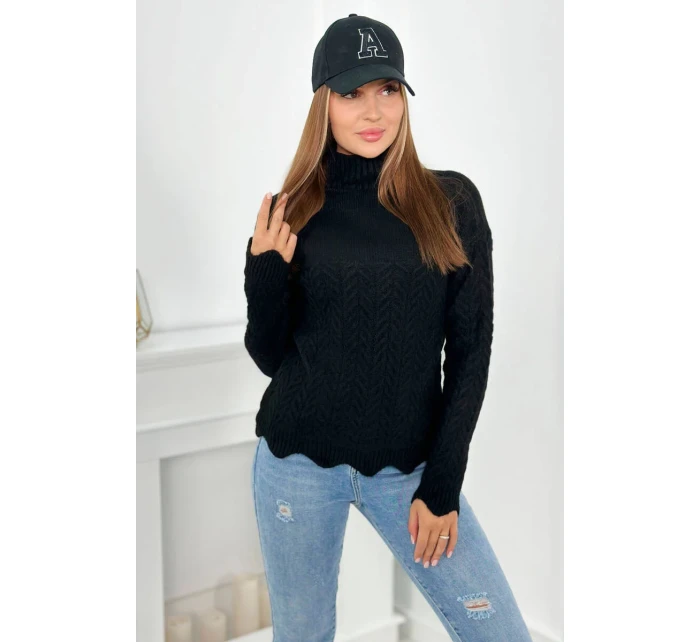 Sveter s ozdobným volánikom čierny