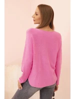 Dámský svetr s viskózou a výstřihem do V růžový