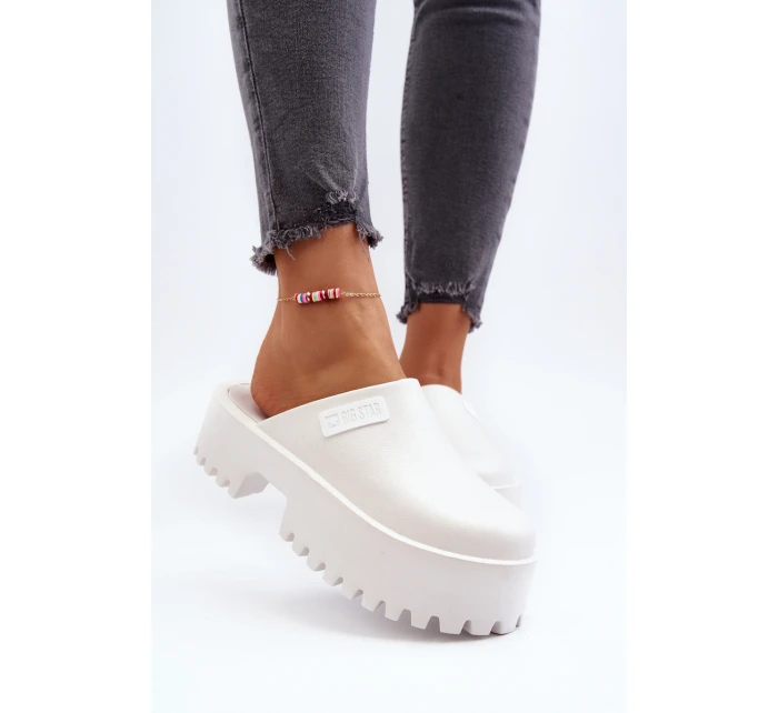 Damskie Klapki Na Masywnej Podeszwie Big Star NN274015 Białe