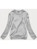 Šedá dámská tepláková mikina se stahovacími lemy model 16150347 - J.STYLE Šedá dámská tepláková mikina se stahovacími lemy model 16150347 - J.STYLE