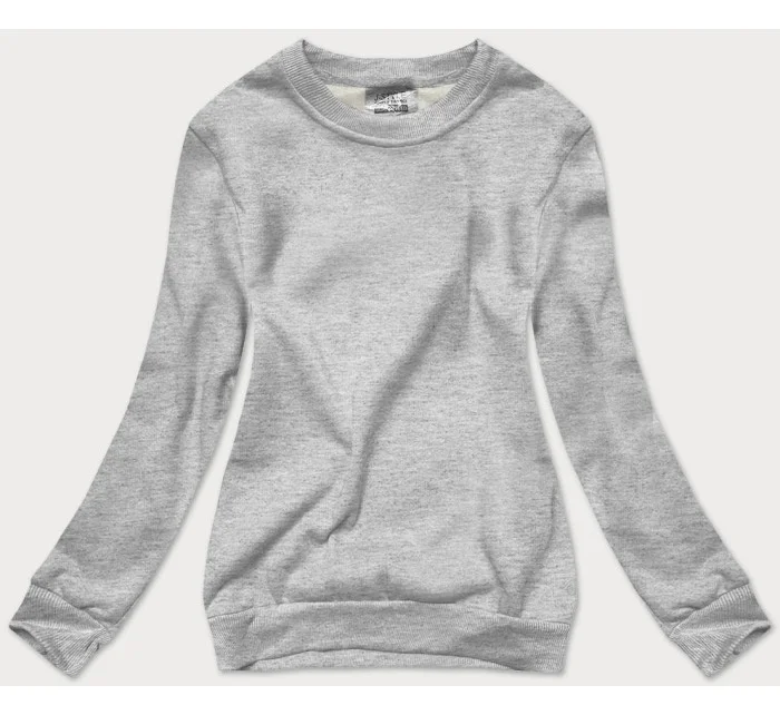 Šedá dámská tepláková mikina se stahovacími lemy model 16150347 - J.STYLE Šedá dámská tepláková mikina se stahovacími lemy model 16150347 - J.STYLE