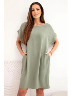 Šaty s vreckami svetlé khaki