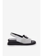 Dámské sandály na klínu stříbrné model 21685243 - Boto