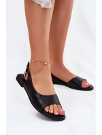 Sandały Damskie Na Płaskim Obcasie Czarne Weanise