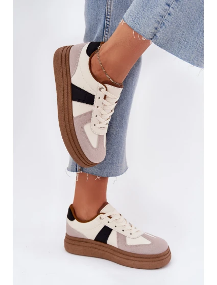 Dámské tenisky na platformě béžové model 21702556 - Boto Dámské tenisky na platformě béžové model 21702556 - Boto