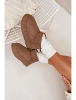 Śniegowce Damskie Na Platformie Ocieplane Futerkiem Khaki Vesirae Śniegowce Damskie Na Platformie Ocieplane Futerkiem Khaki Vesirae