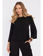 M905 Elegantná blúzka s voľnými rukávmi - čierna