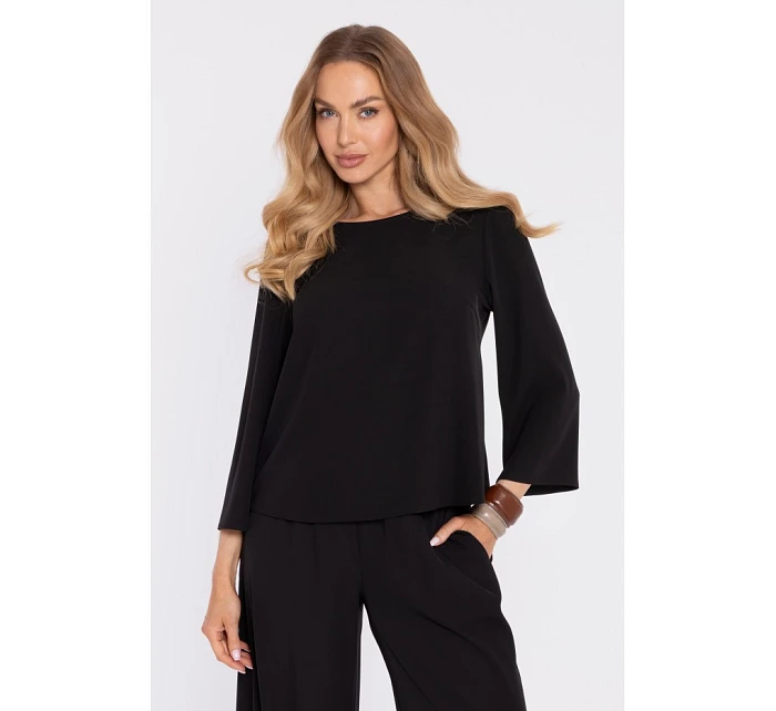 Elegantní halenka s rukávy černá model 22040523 - Moe