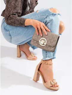 Moderné sandále dámske hnedé na širokom podpätku