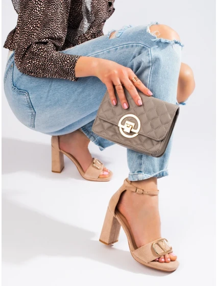 Moderné sandále dámske hnedé na širokom podpätku Moderné sandále dámske hnedé na širokom podpätku