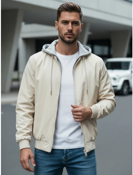 Pánská bunda bomber s kapucí bílá model 21986360 - Dstreet