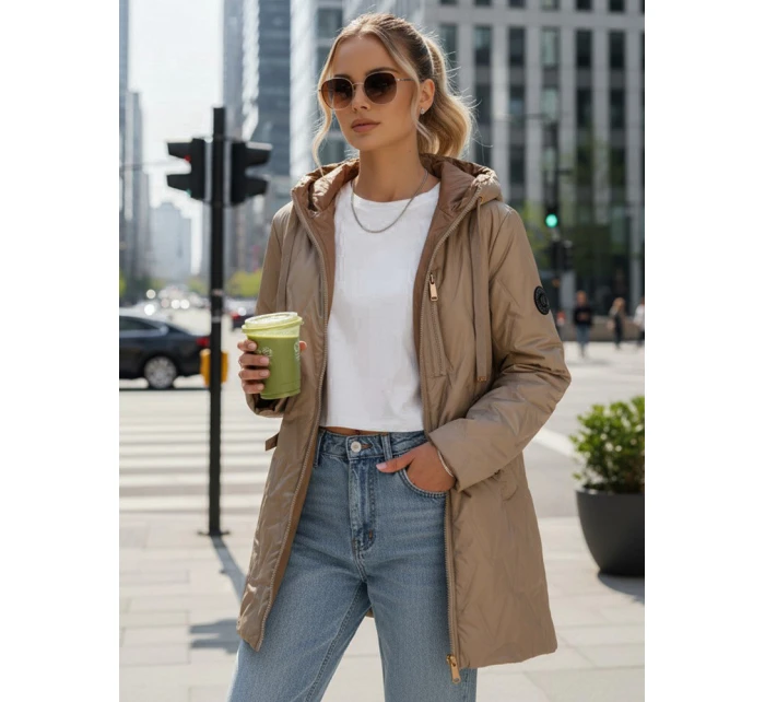 Dámská prošívaná přechodová bunda velbloudí barvy Dstreet model 21996000 - FashionStreet