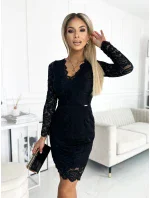 Černé krajkové šaty s dlouhými rukávy a výstřihem model 5406033 - numoco Černé krajkové šaty s dlouhými rukávy a výstřihem model 5406033 - numoco