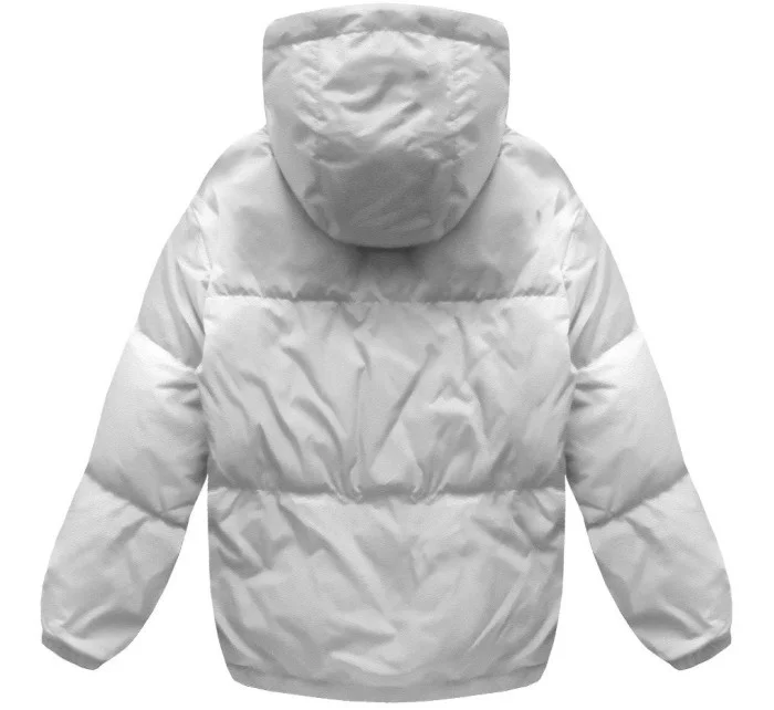 Biela krátka dámska zimná bunda s prírodným páperím (7113)