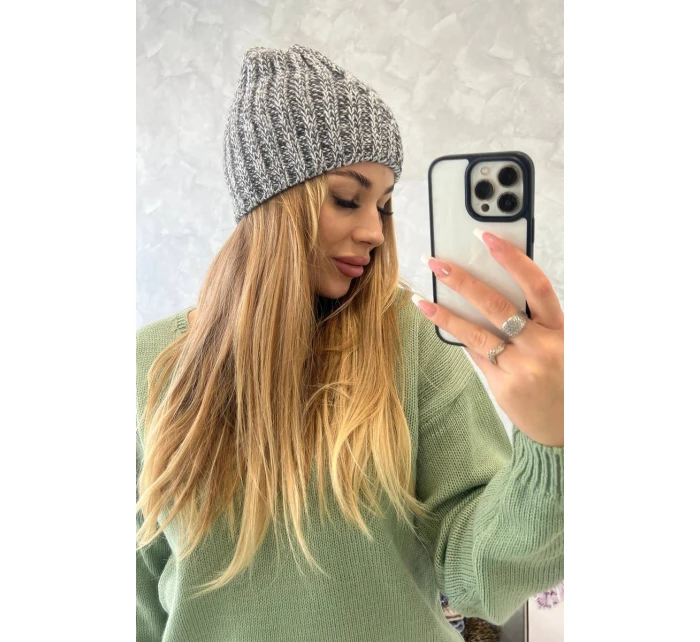Veselá fleecová čiapka K225 sivá+grafitová Veselá fleecová čiapka K225 sivá+grafitová