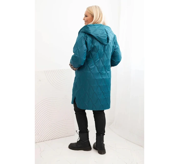 Dámska zimná prešívaná bunda s leopardou podšívkou a kapucňou Marine