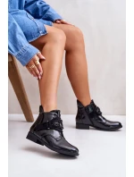 Lakované Dámské Boty S Ozdobou Zateplené Černé model 21671780 - S.Barski