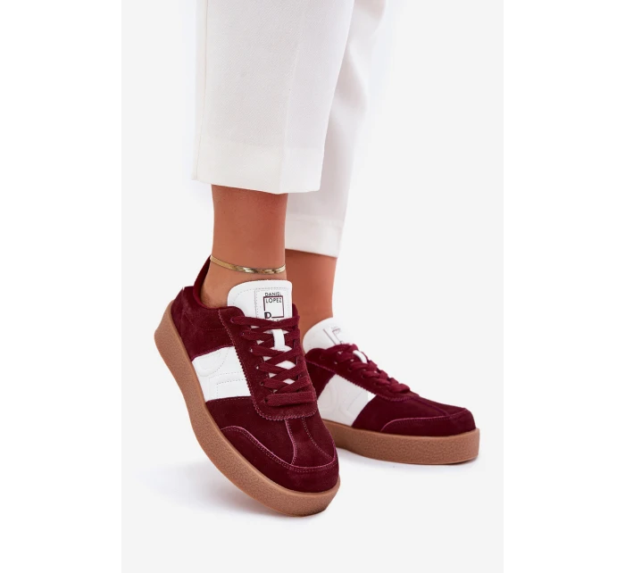 Zamszowe Sneakersy Damskie Daniel Lopez Just Dare SS2D4023 Bordowe