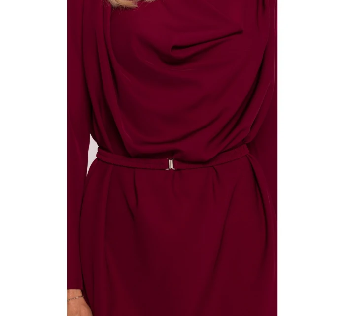 model 21470780 Šaty s výstřihem bordó - STYLOVE model 21470780 Šaty s výstřihem bordó - STYLOVE