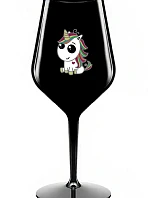 DUHOVÝ JEDNOROŽEC - čierny nerozbitný pohár na víno 470 ml