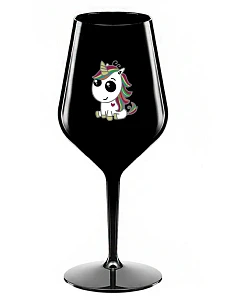 DUHOVÝ JEDNOROŽEC - čierny nerozbitný pohár na víno 470 ml