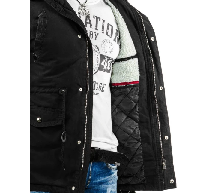 Pánska prešívaná zimná bunda s odnímateľnou kapucňou čierna - Čierna / XXL - DSTREET Pánska prešívaná zimná bunda s odnímateľnou kapucňou čierna - Čierna / XXL - DSTREET