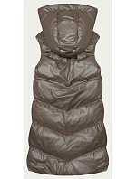 Dlouhá béžová péřová vesta s kapucí model 18823029 - J.STYLE