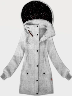 Svetlošedá dámska mikina s kapucňou a stojacím golierom LHD (AMG-171)