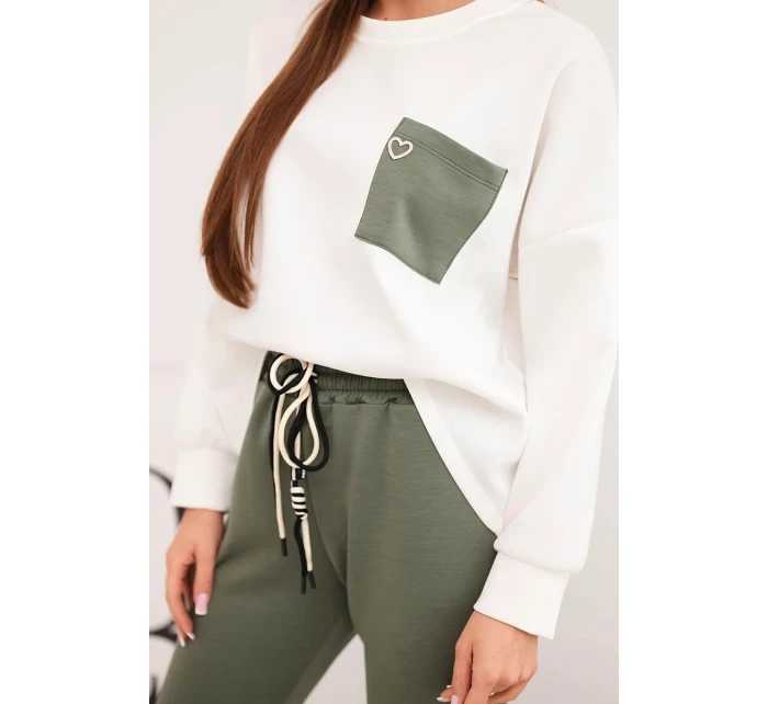 Dámský set máslový s kontrastní kapsou khaki