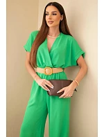 Kombinéza s ozdobným pásom zelená