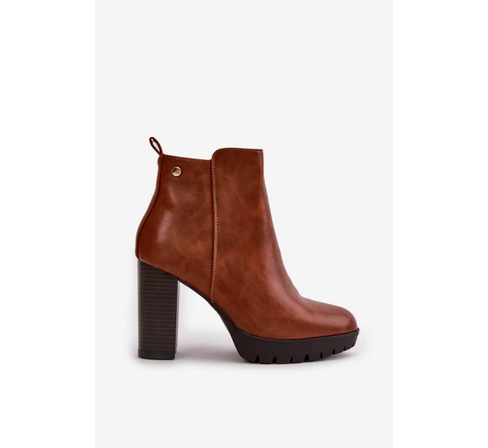 Botki Damskie Ocieplane Na Wysokim Słupku Zapinane Na Zamek Camel Bioria Botki Damskie Ocieplane Na Wysokim Słupku Zapinane Na Zamek Camel Bioria