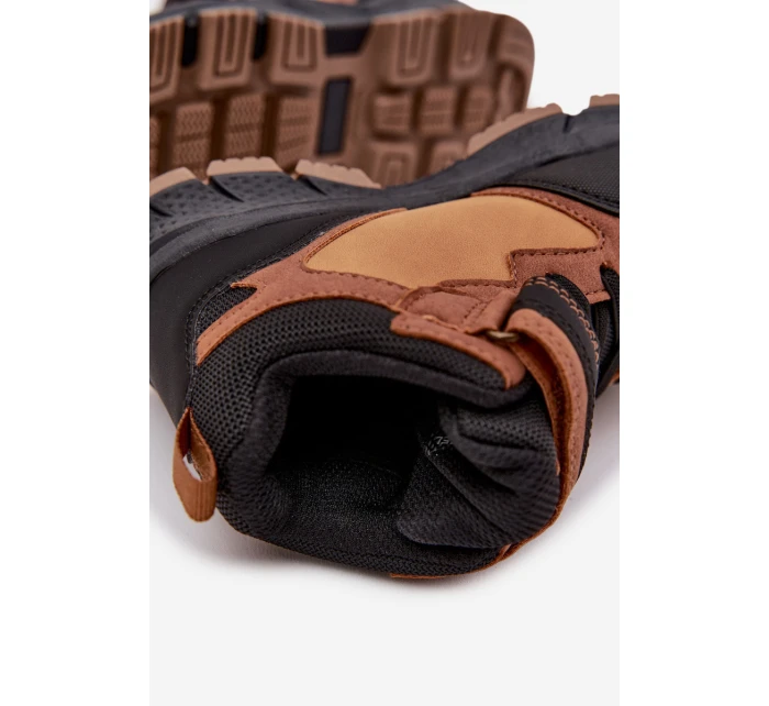 Zimní trekové boty pro děti na suchý zip zateplené camel Miravie