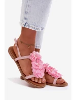 Dámské sandály Ploché S Ozdobnými Květinami Růžové Noemia Dámské sandály Ploché S Ozdobnými Květinami Růžové Noemia