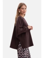 model 21379930 Pletená mikina uvolněného střihu tmavě čokoládová - BeWear