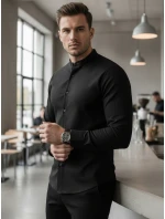 Pánská černá košile SLIM FIT se stojáčkem Dstreet model 21981610 - FashionStreet