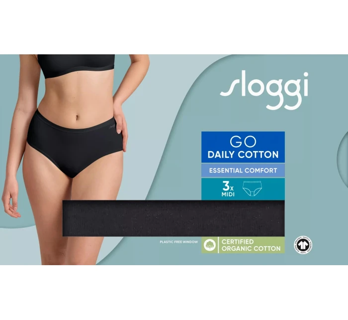sloggi GO Daily Cotton Midi 3P - BLACK - SLOGGI BLACK - SLOGGI sloggi GO Daily Cotton Midi 3P - BLACK - SLOGGI BLACK - SLOGGI