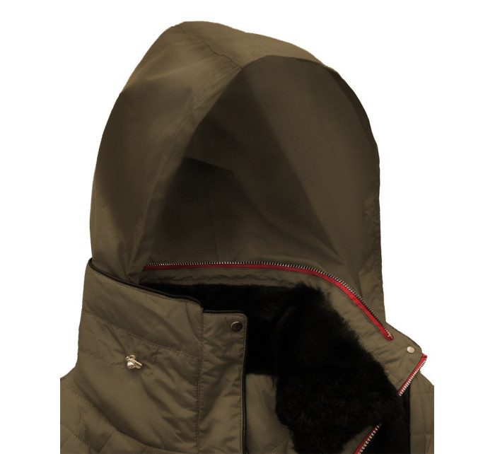 Krátka hnedá dámska zimná prešívaná bunda (WZ105)