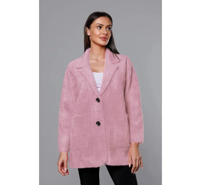 Krátký vlněný přehoz přes typu alpaka v růžové barvě model 18059155 - MADE IN ITALY