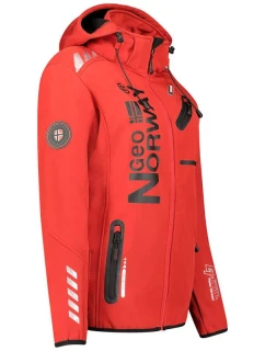 Geographical Norway Reine Red/Black LADY 007 Red (WU8187F/GNO-RED-BLACK)/WU8088 Dámska softshellová bunda s kapucňou