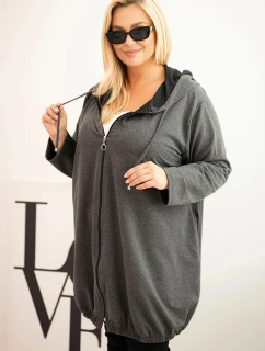 Dámská mikina Plus Size s kapucí a zipem grafitová
