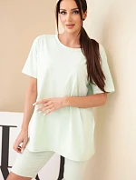 Dámsky bavlnený set s krátkym rukávom a šortkami žltý